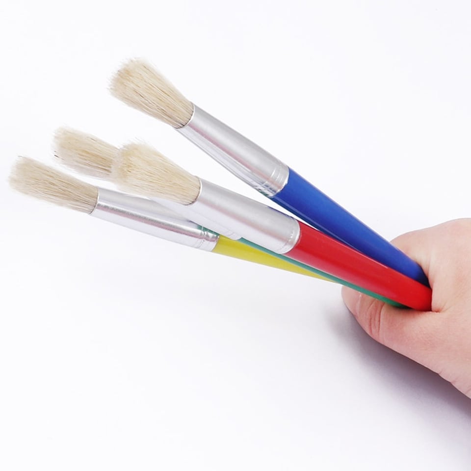 image 1 of Pack 4 Bristle Head And Chunky Plastic Body Artist Brushes