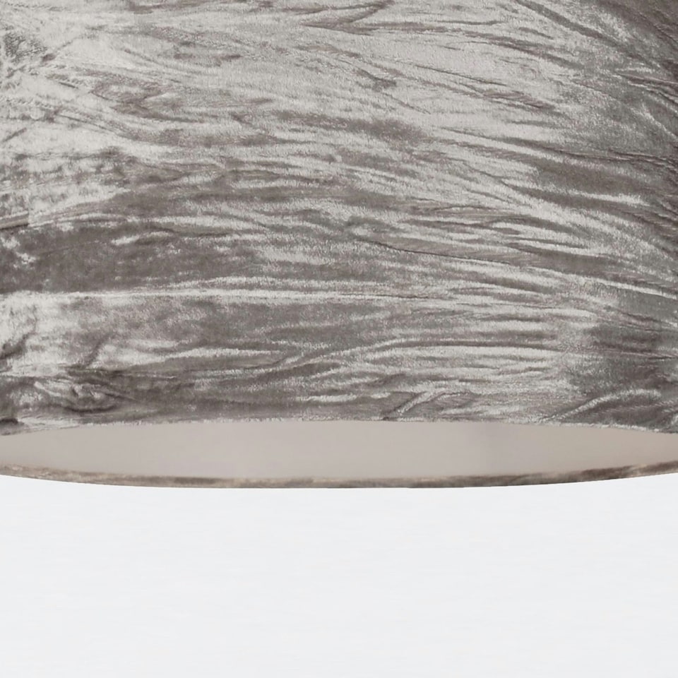 image 1 of First Choice Lighting Grey Crushed Velvet Easy Fit Light Shade Grey