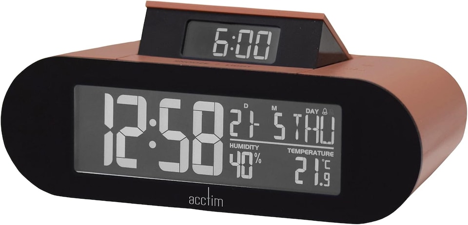 image 1 of Acctim Kian Digital Alarm Clock Crescendo Alarm Date, Temperature & Humidity Display Pop Up Alarm | Pink | Soft Coral