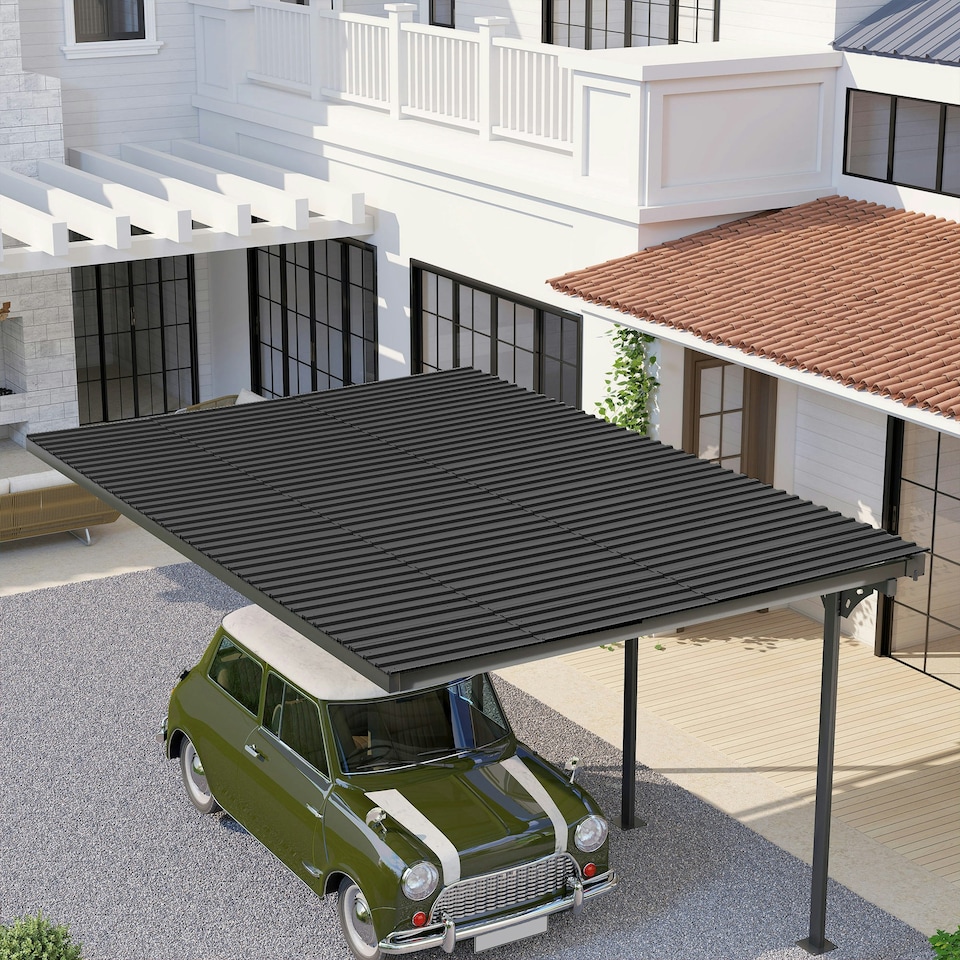 image 1 of Outsunny Pack of 12 Metal Roofing Sheets for Greenhouse, Black Black