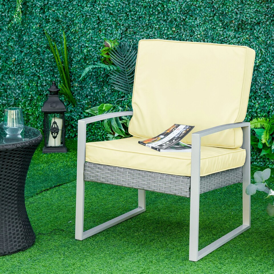 image 1 of Outsunny 2 Pieces Seat Cushion and Back Pad Set for Rattan Furniture 