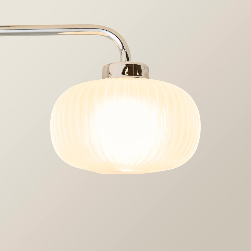 image 1 of ValueLights Amaia Chrome IP44 3 Way Frosted Ribbed Glass Ceiling Light | Chrome