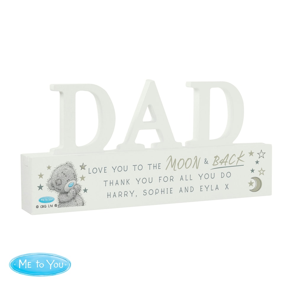 image 1 of Personalised Me To You Moon and Back Wooden Dad Ornament