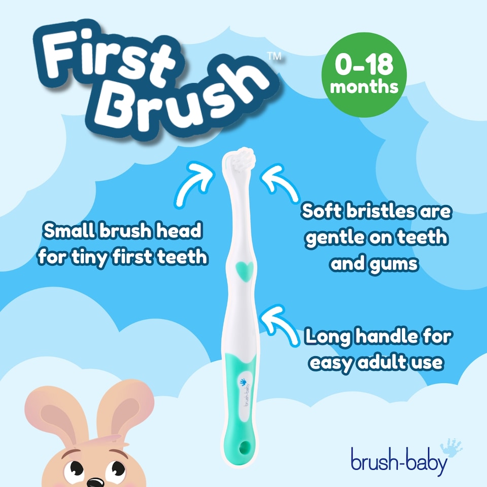 image 1 of Brush Baby FirstBrush™ Baby Toothbrush Double Pack - Teal