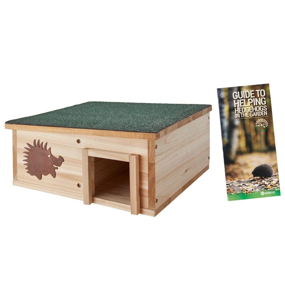 image 1 of Thompson & Morgan Hedgehog House - Durable Fir Wood Hibernation Shelter with Waterproof Roof