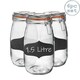 image 1 of Argon Tableware Glass Storage Jars with Labels - 1.5 Litre - Orange Seal - Pack of 6