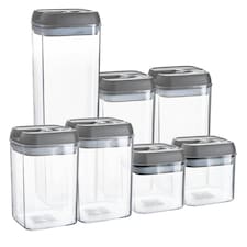 Argon Tableware 7 Piece Flip Lock Plastic Food Storage Containers Set - Grey