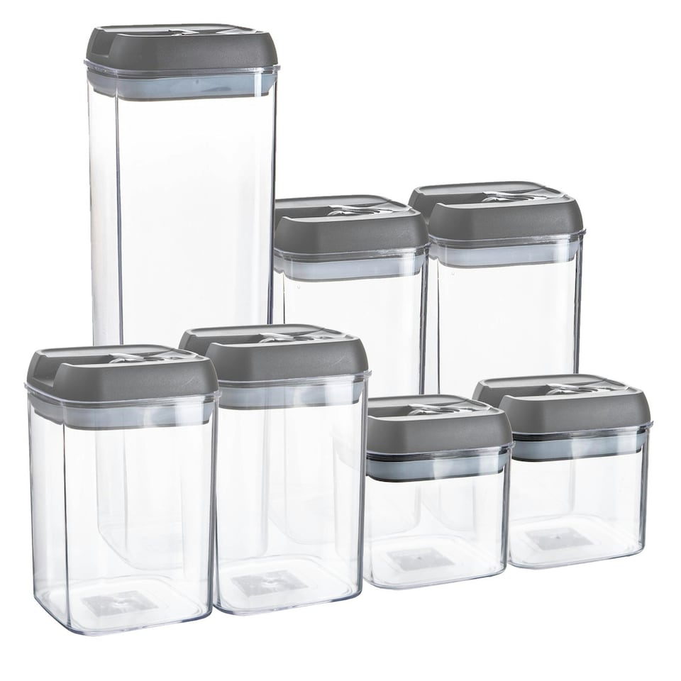 image 1 of Argon Tableware 7 Piece Flip Lock Plastic Food Storage Containers Set - Grey