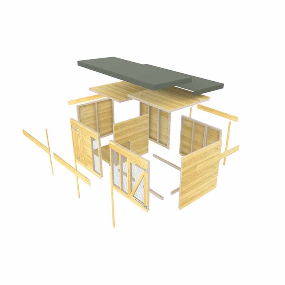 image 1 of 14ft x 4ft Dog Kennel and Run - Wood - L127 x W417 x H127 cm