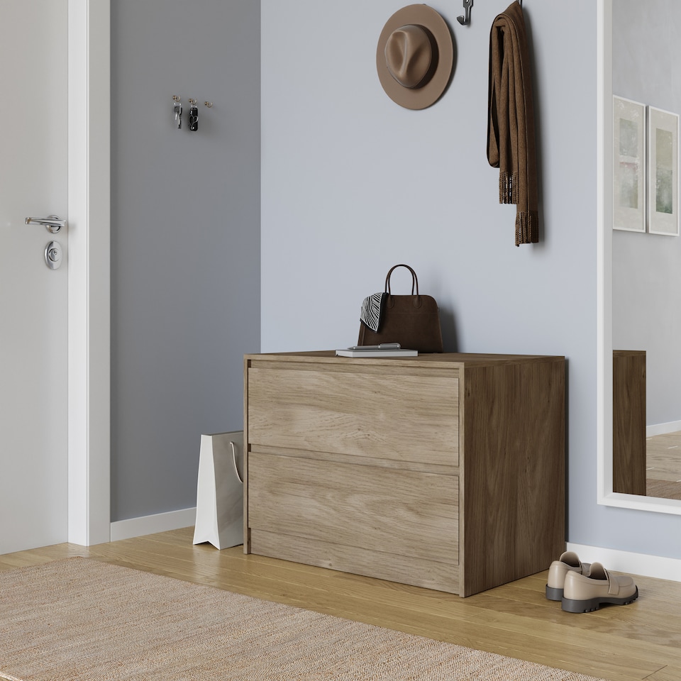 image 1 of URBNLIVING 2 Drawer Chest Storage Unit With Adjustable Feet | Multi | Oak | 1