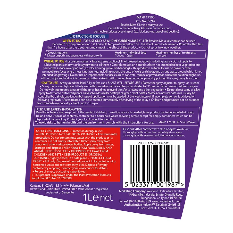 image 1 of Resolva Moss Killer Spray