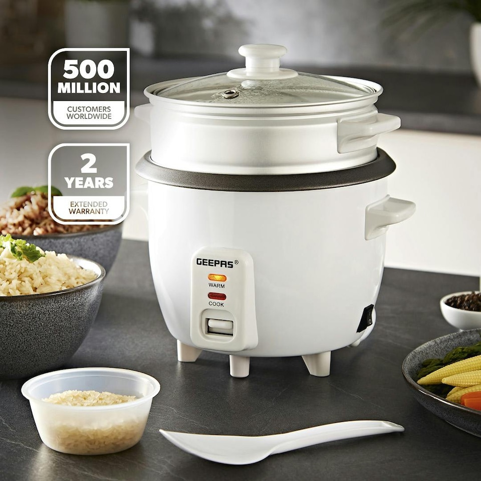 image 1 of GEEPAS 300W Rice Cooker & Steamer with Keep Warm Function, 0.6L