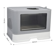 Living and Home Enclosed Folding Plastic Cat Litter Box with Scoop - Grey | Grey