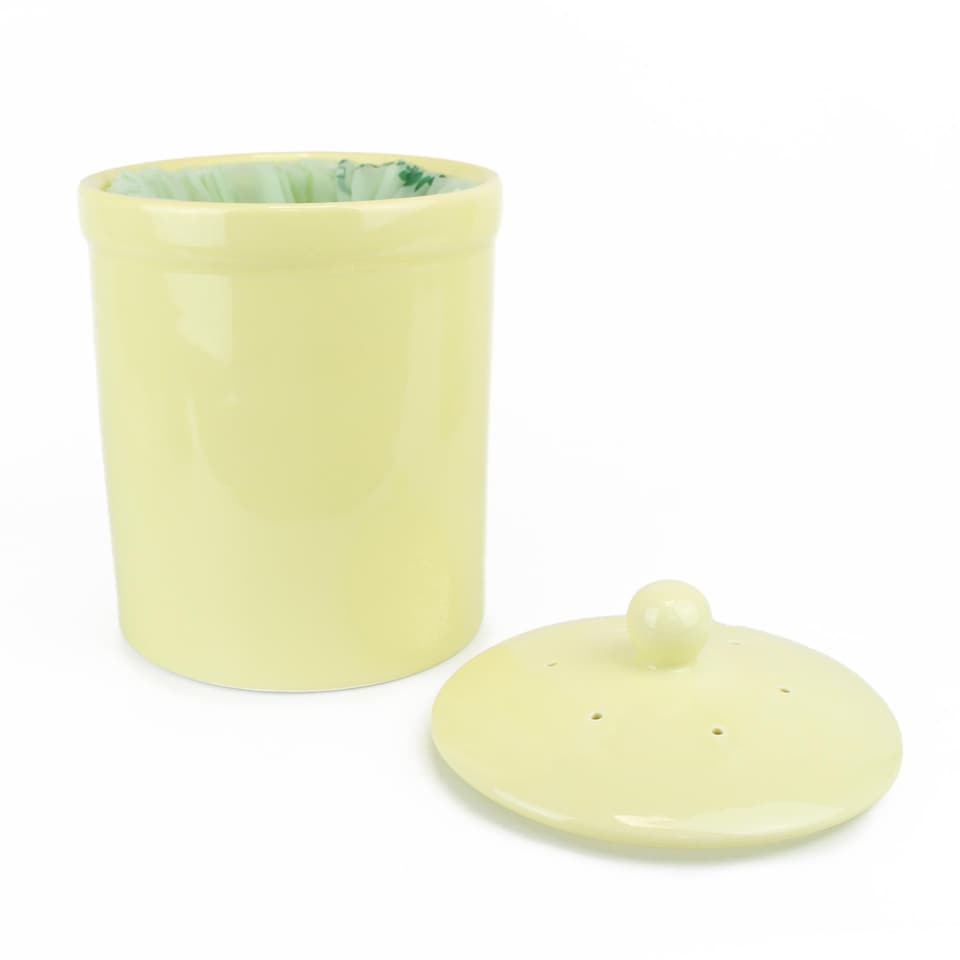 image 1 of Yellow Ceramic Compost Caddy - Portland Kitchen Ceramic Compost Bin for Food Waste Recycling