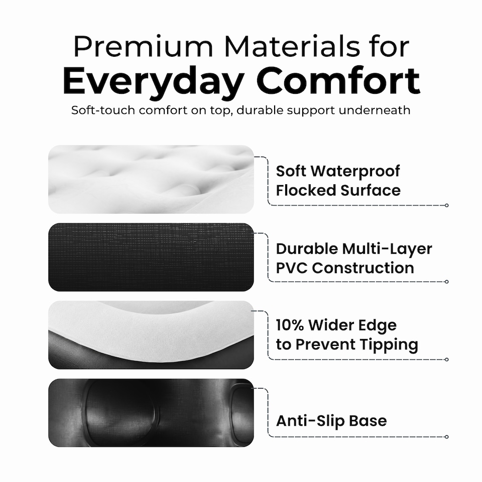 image 1 of Straame Single XL Air Bed with Built-in Pump, Inflatable Mattress 196 x 97 x 47 cm