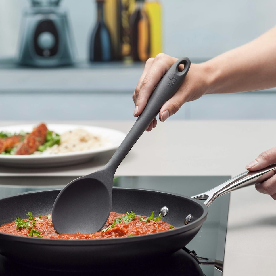image 1 of Zeal Silicone Cooking Spoon, 28cm, Dark Grey