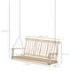 image 5 of Outsunny Outdoor Wooden Swing Bench 2-Seater Porch Swing Chair Hanging Hammock Garden Furniture, Natural