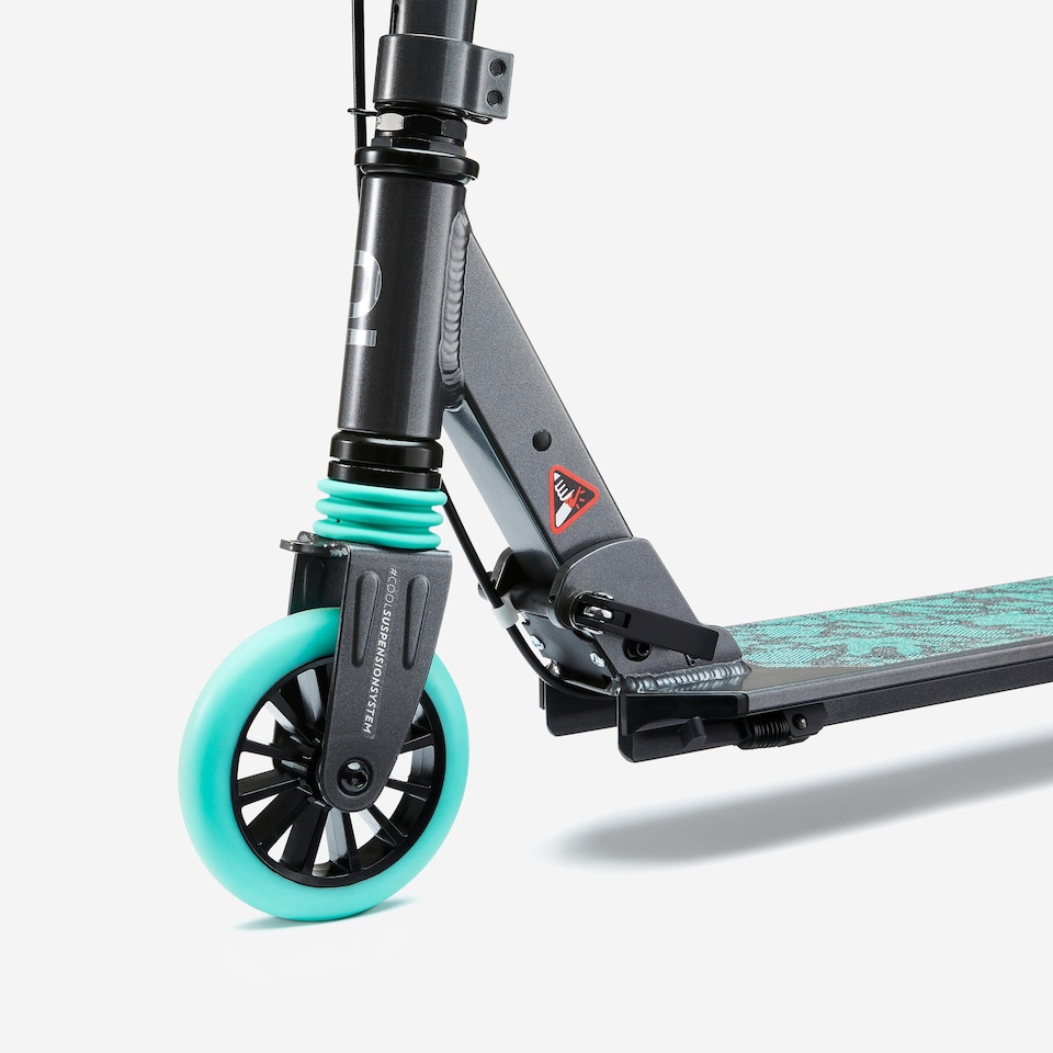 image 1 of Decathlon Kids' Scooter with Handlebar Brake and Suspension Mid 5 - Grey/Green