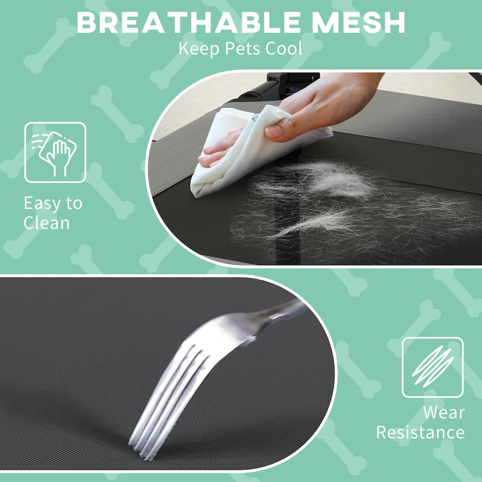 image 1 of PawHut Cooling Raised Dog Bed w/ Breathable Mesh, for Mini, S Dogs - Light Grey