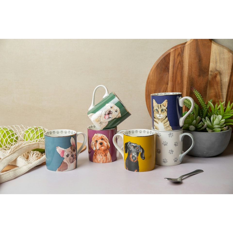 image 1 of Mikasa Dachshund Straight-Sided Porcelain Mug, 280ml | Yellow