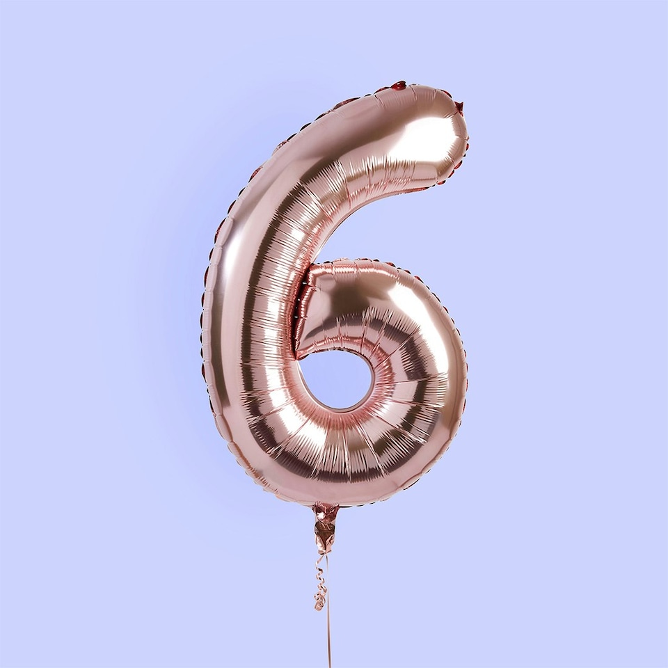 Rose Gold Number '6' Foil 34" Balloon 