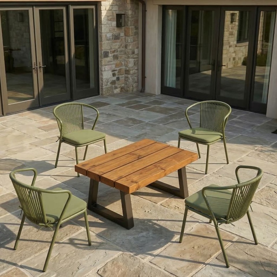 image 1 of Chunky Handmade Outdoor Table - Dark Oak