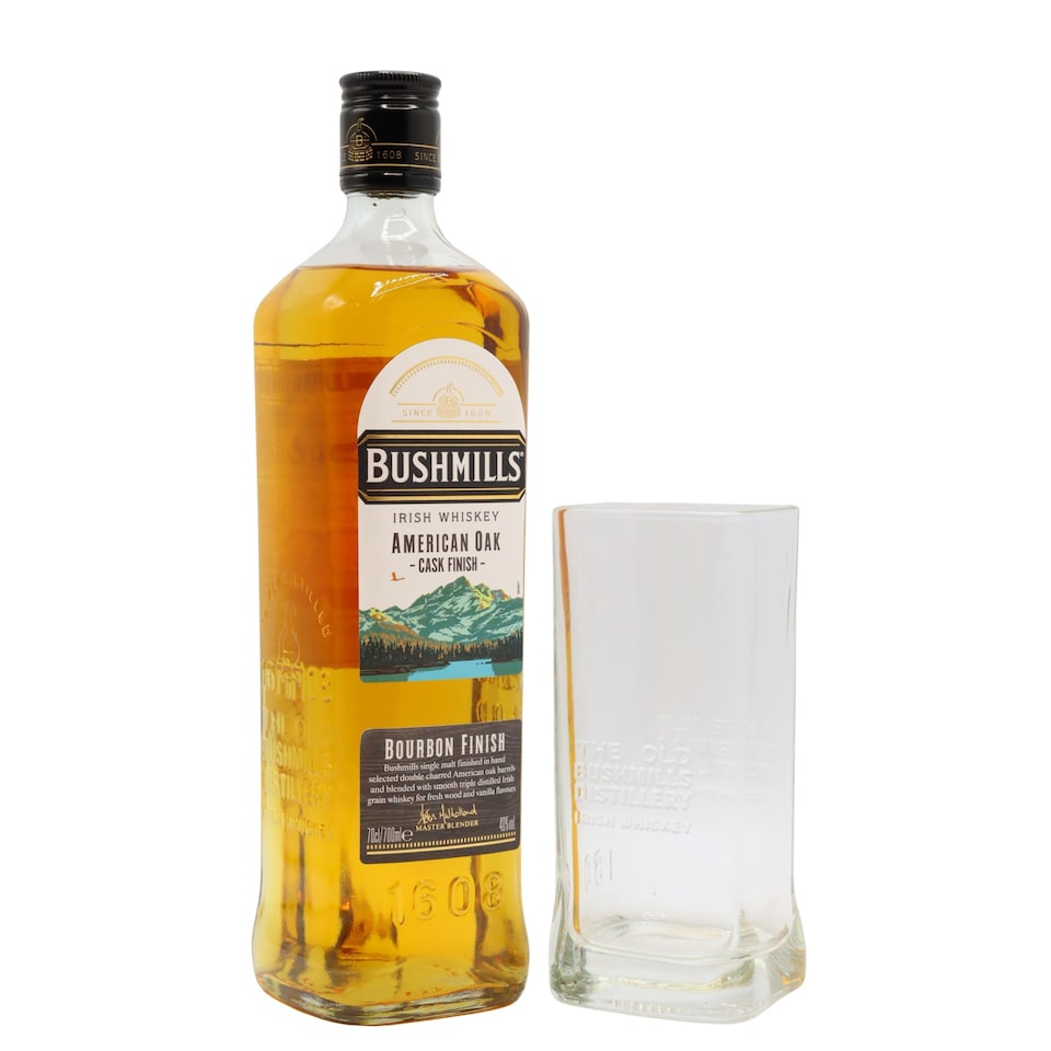 Bushmills - American Oak Cask Finish Irish Whiskey (Includes Highball Glass)
