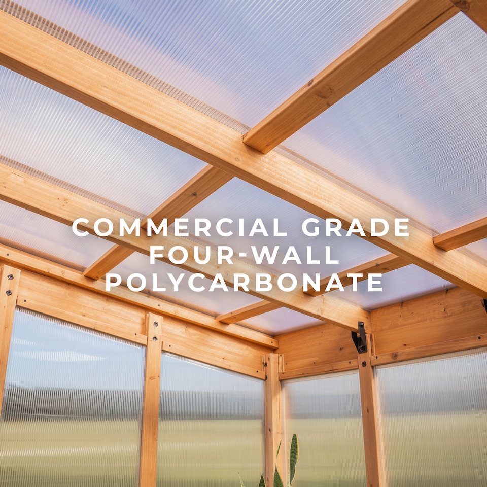 image 1 of Backyard Discovery Willow Cedar Wood Polycarbonate Greenhouse with Powerport 2.9m x 1.9m (9ft x 6ft)