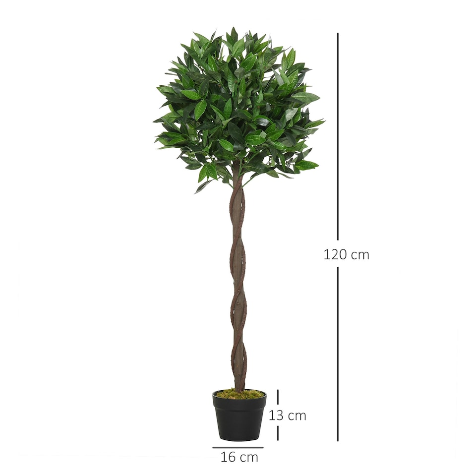 image 1 of Outsunny Set Of 2 120cm Artificial Bay Laurel Topiary Trees w/ Pot Fake