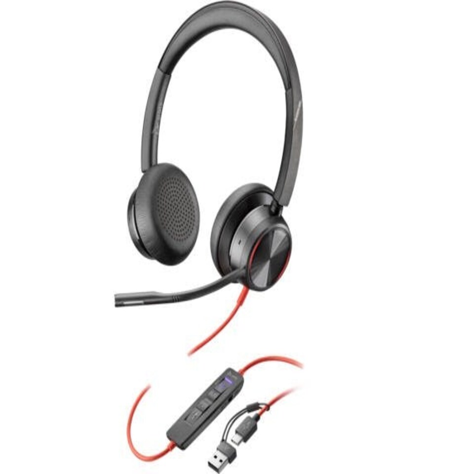 HP Poly Blackwire 8225 Stereo Microsoft Teams Certified USB-C Wired Headset +USB-C to USB-A Adapter N/A