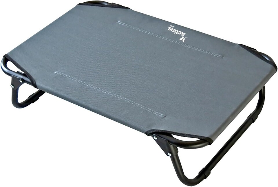 image 1 of Actiaspet Elevated Folding Dog Bed Indoor Outdoor Pet Cot Steel Frame (Grey, Small)