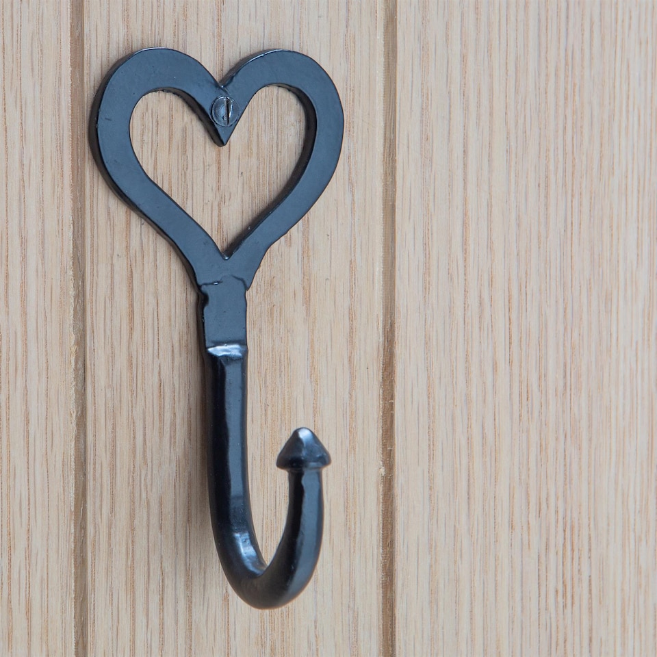 image 1 of Hammer & Tongs Single Heart Hook - W65mm x H130mm - Black
