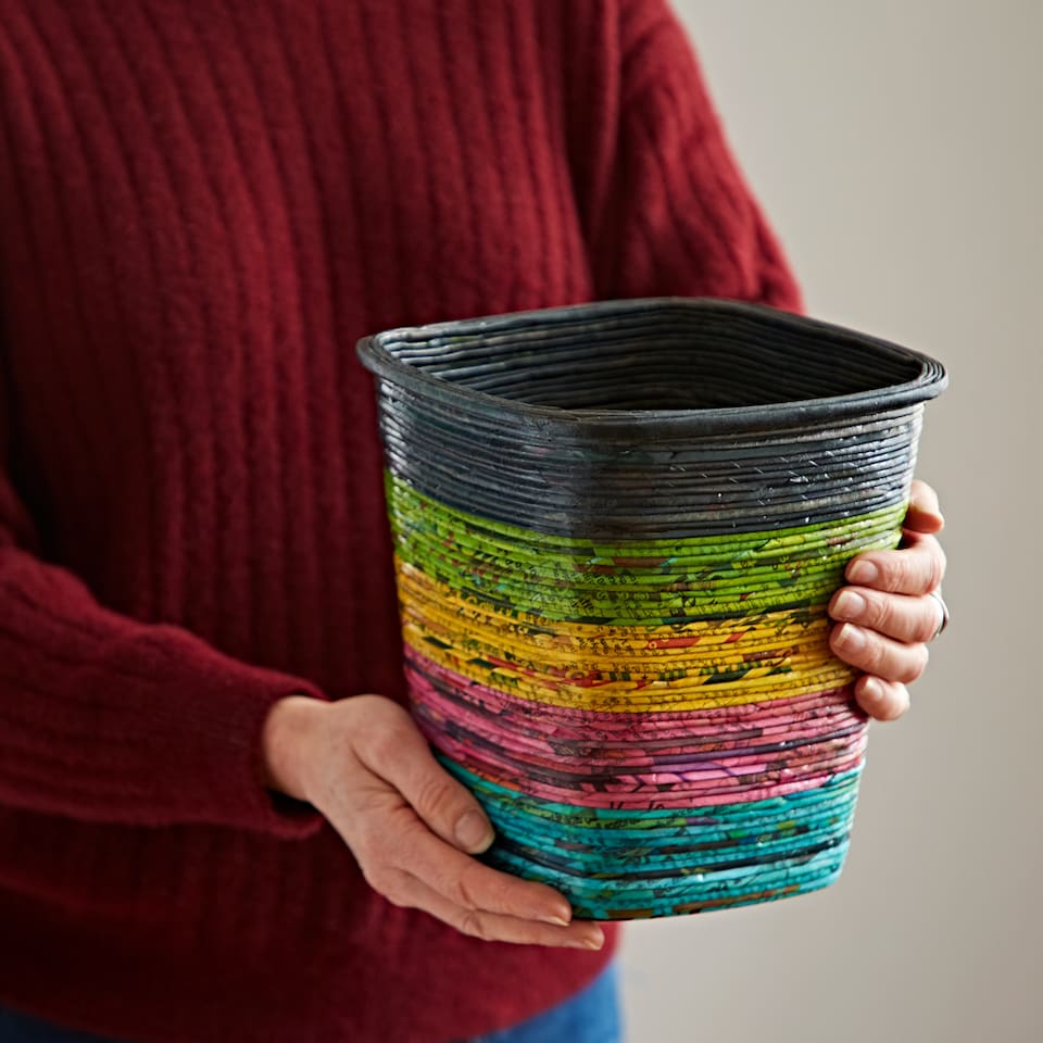image 1 of Recycled Newspaper Waste Paper Basket
