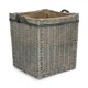 image 1 of Medium Wicker Grey Wash Square Hessian Lined Log Basket