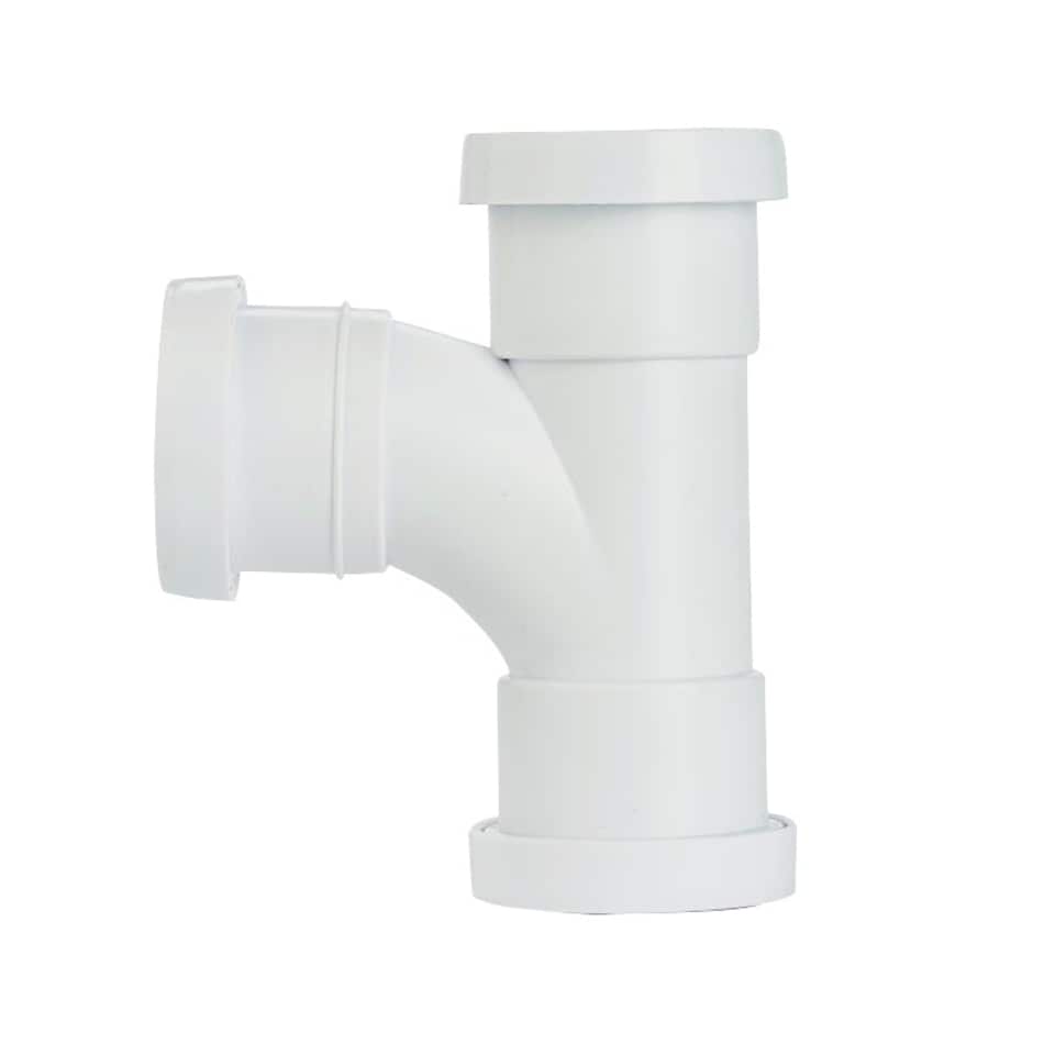 Make Push-fit Swept Tee - White - 40mm