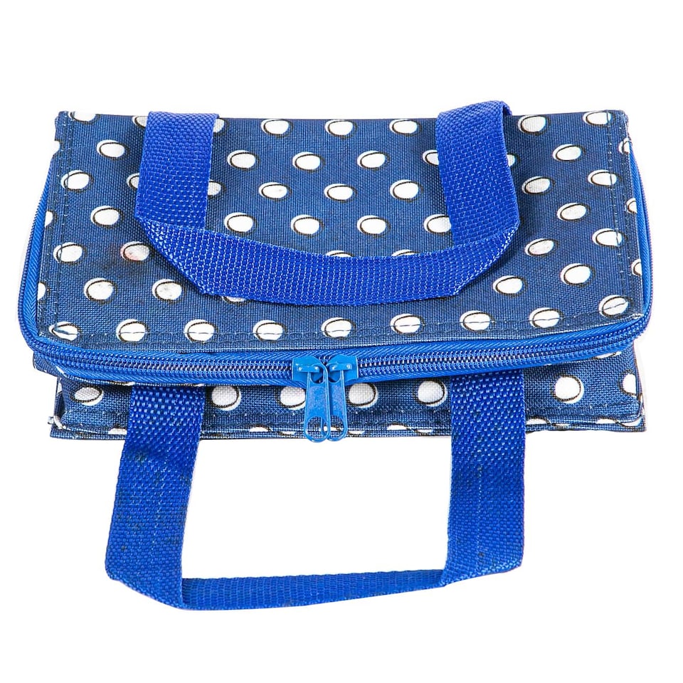 image 1 of Nicholas Winter Insulated Lunch Bag - Blue Polka