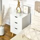 image 8 of HOMCOM Bedside Table, Bedside Cabinet with 3 Drawers, Side End Table with Pine Wood Legs for Bedroom Living Room, White