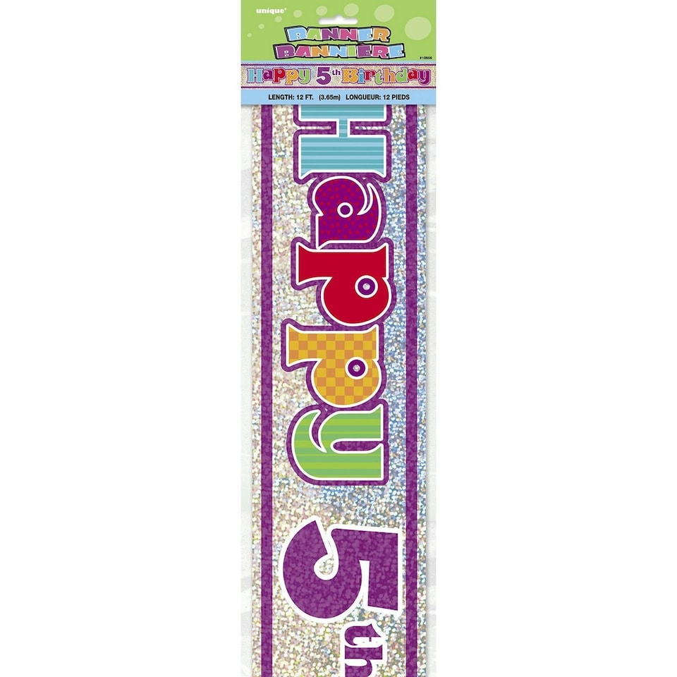 Unique Party Happy 5th Birthday Banner - Multicoloured - One Size
