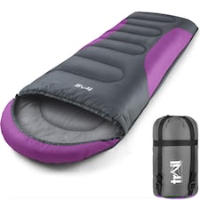 Adult Sleeping Bag 3 Season Single Person Warm Hood Carry Bag Trail Alpine 251 | Purple | Single | 1