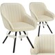 image 1 of Lounge Armchair Living Room Accent Chair 360 Swivel Slim Steel Legs Velvet Fabric  - Set of 2 Cream