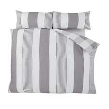 PH Chambray Stripe Duvet Cover Set with Pillowcase Grey | Double