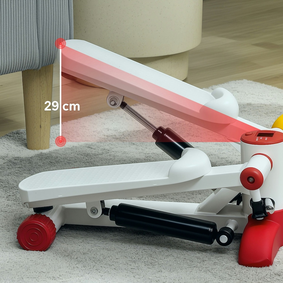 image 1 of SPORTNOW Mini Stepper Machine with LCD Monitor, Non-Slip Pedals, Grey