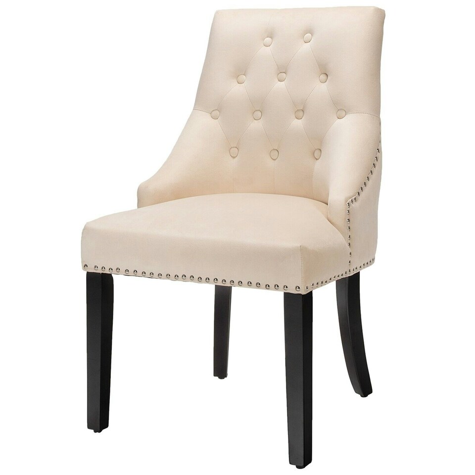 image 1 of COSTWAY Button-Tufted Dining Chair Upholstered Side Chair Cream