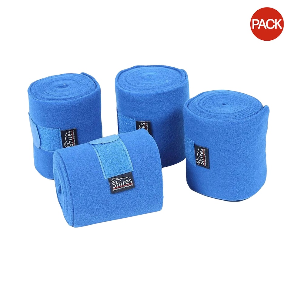 image 1 of Shires Fleece Horse Bandages (Pack of 4) - Royal Blue - 11cm x 3m