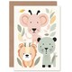 image 1 of Cute Zoo Animals Pastel Children Kids Baby Birthday Card