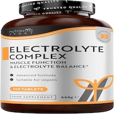 Nutravita Electrolyte Complex with Added Magnesium, Potassium & Calcium - Muscle Function and Electrolyte Balance - Made in The UK - 240 Vegan Tablets