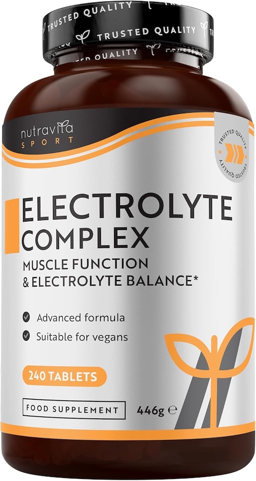 image 1 of Nutravita Electrolyte Complex with Added Magnesium, Potassium & Calcium - Muscle Function and Electrolyte Balance - Made in The UK - 240 Vegan Tablets