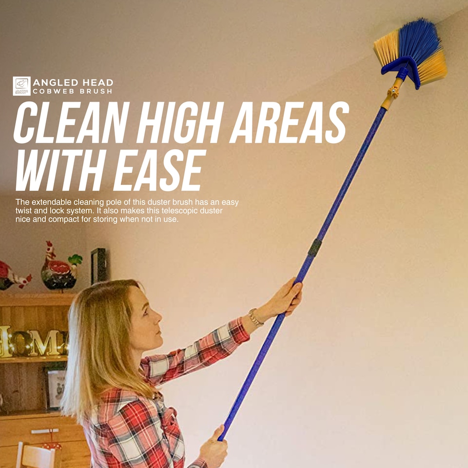 image 1 of Long Handle Angled Cobweb Brush Duster For Cleaning