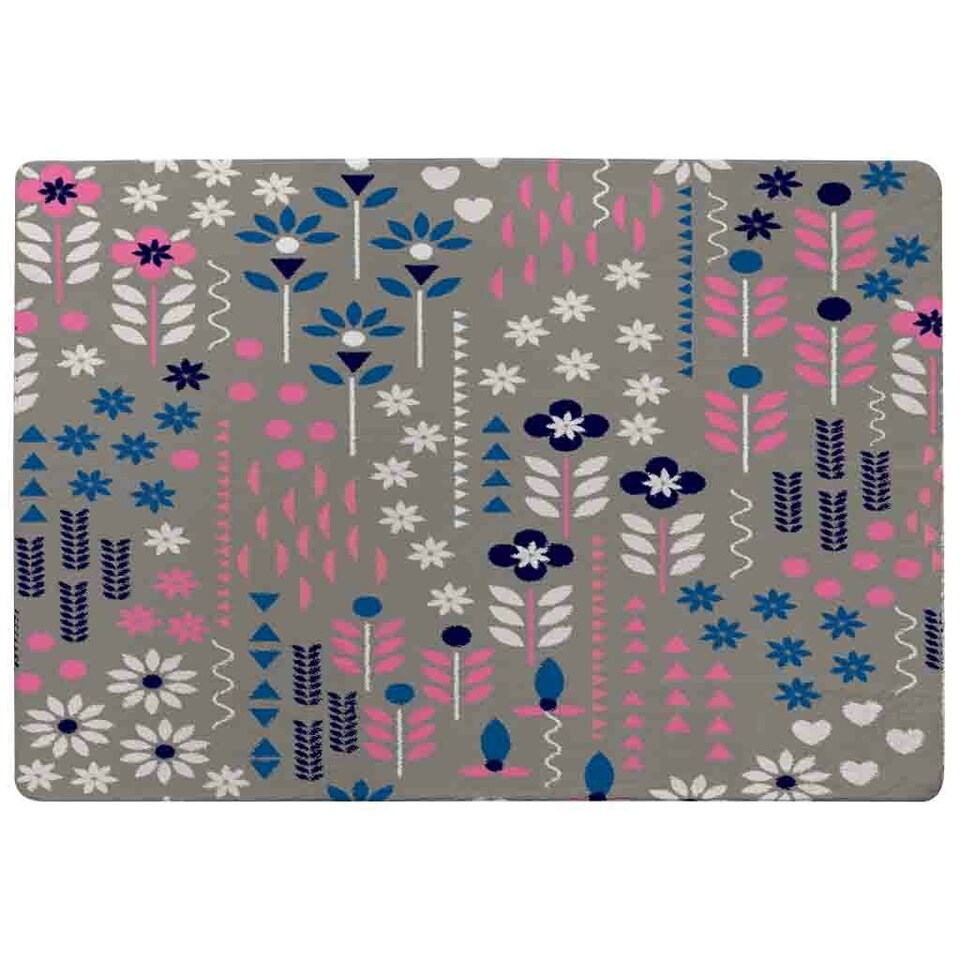 image 1 of Selection of Flowers in Pink, Blue & White (Rug) Multi | XL: 160x230cm