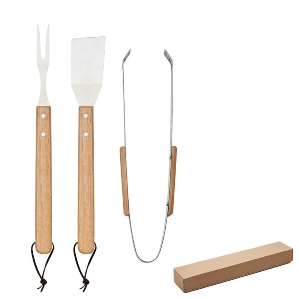 image 1 of MidOcean Smokey Oak BBQ Tool Set (Pack of 3) - Wood - One Size